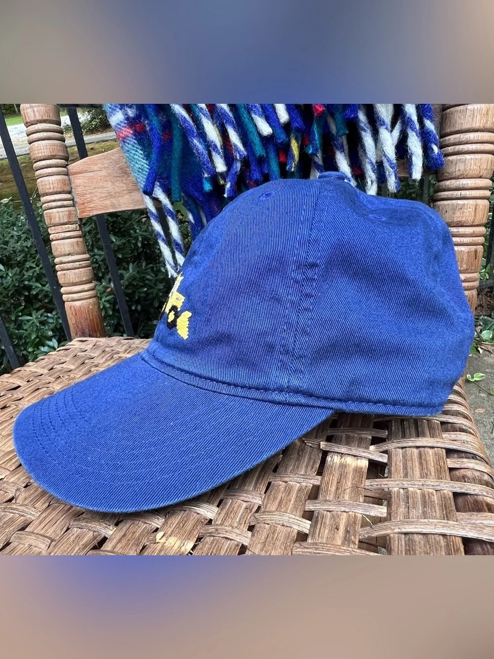 Smathers & Branson Kids Blue Strap Back Twill Hat Needlepoint Backhoe One Size